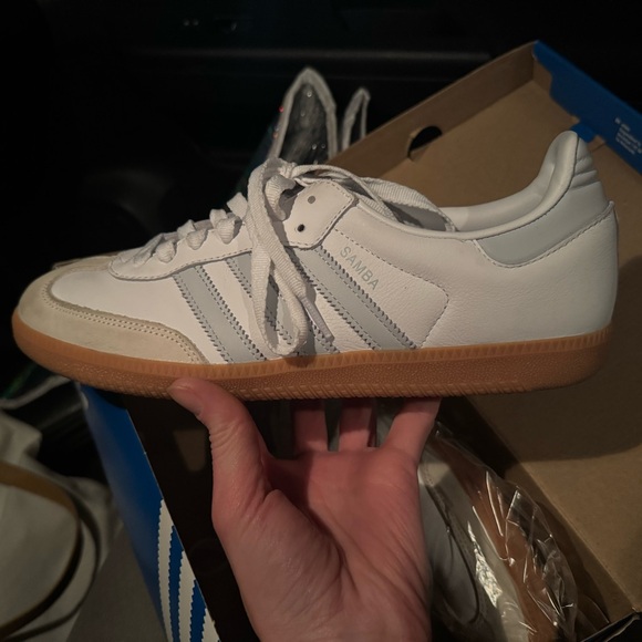 Adidas Samba OG Sneakers - White, Off-White, & Halo Blue - Picture 5 of 8